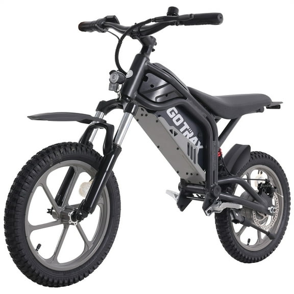 GOTRAX Fitz16 Electric Dirt Bike for Kids Ages 8 ,350W Motor, 16" Off-Road Tires, Dual Suspension, 15.5 MPH, 16-Mile Range, LED Headlight,Black