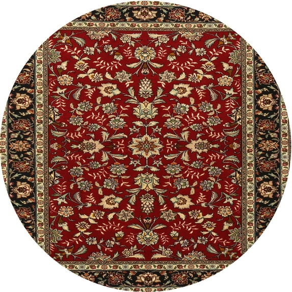 Ahgly Company Machine Washable Indoor Round Traditional Tiger Orange Brown Area Rugs, 4' Round