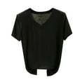 thumbnail image 2 of New Summer Arrivals Olyvenn Womens Tops Basic Summer V Neck T Shirts Short Sleeve Dressy Casual Loose Fit Cute Tee Clothes Trendy Fashion Outfits Black XXL, 2 of 6