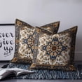 thumbnail image 2 of 14x14 Pillow Covers Set of 2, Boho Ethnic Throw Pillow Covers Decorative Couch Cushion Case, Vintage Bohemian Traditional Floral Classic Microfiber Square Pillowcases for Bedroom Car Living Room, 2 of 7