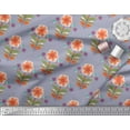thumbnail image 2 of Soimoi Gray Silk Fabric Leaves & Flower Floral Print Fabric by the Yard 42 Inch Wide, 2 of 3