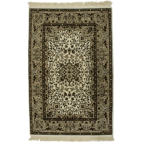 Cream Floral Kirman 3X4 Oriental Rug