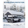 thumbnail image 4 of 10x20 Heavy Duty Carport, Galvanized Steel Outdoor Car Canopy with UV-Resistant & Water-Resistant PE Cover, Portable Garage for SUV, Truck, Boat, Grey, 4 of 8