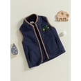 thumbnail image 4 of BemeyourBBs Toddler Baby Boy Fleece Vest Casual Sleeveless Zip Up Tractor Embroidery Vest Jacket Coat With Pockets Warm Fall Winter Clothes, 4 of 9