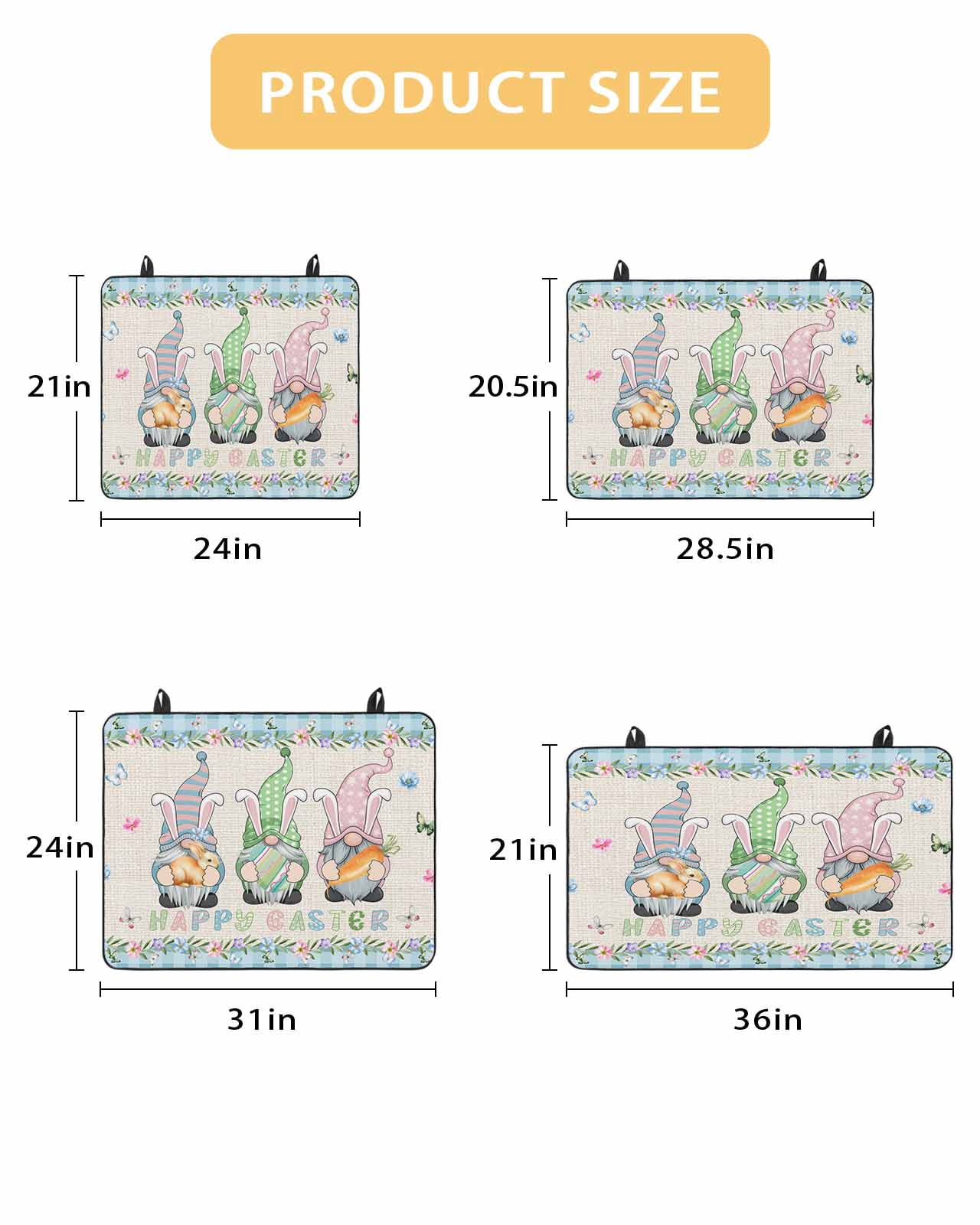 Large Induction Cooktop Protector Mat Easter Stove Top Covers for Electric Stove, Spring Gnomes Flowers Rabbit Eggs Blue Check Decorative Stove Burner Cover Mats, Glass Top Stove Cover