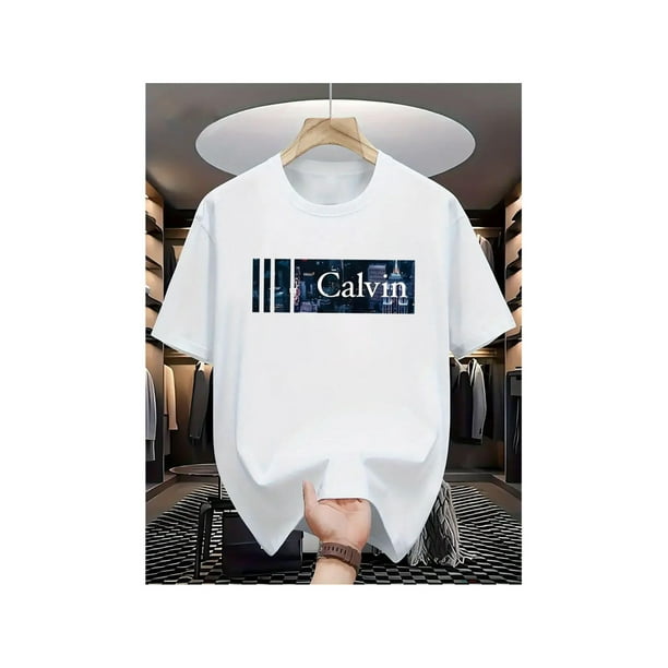 Men's Soft Breathable Cotton T-Shirt, Bold Letter Print Casual Crew Neck Short Sleeve, Machine Washable, Suitable for Summer Everyday Comfortable T-Shirt, Summer Fashion Tops, Breathable Cotton