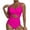 22Pink, variant on Hicidod One Piece Swimsuits for Womens Tummy Control Push Up Bathing Suits V Neck Cutout Modest Backless Beach Swim Suit