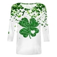 thumbnail image 4 of felwors Women St Patricks Day Shirt 3/4 Sleeve Tshirt Blouses Funny Shamrock Irish Shirts Tops Outfits Clothes (White, S), 4 of 4