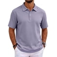 thumbnail image 2 of Hsovts Polo Shirts for Men Cotton Pique Short Sleeve Summer T-Shirts Business Casual Collared Moisture Wicking Golf Shirts Light Purple M, 2 of 8