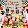 thumbnail image 5 of PIXHOTUL Race Car Birthday Party Decorations Kit with Banner and Checkered Flag Balloons, 5 of 7