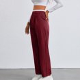 thumbnail image 7 of Royisotas High Waist Womens Pants Casual Striped Fall Trousers Flat Front Pants Straight-Leg Button with Pockets, 7 of 7