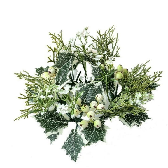 Guozer Small Wreath 1PCS Candle Rings Wreaths Table Centerpiece Faux Florals Artificial Christmas Decoration Decorative Flowers for Christmas, New Year, Party, Restaurant, Home