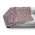 thumbnail image 2 of Pink Floral Soft Flannel Fleece Throw Blanket, Digitally Generated Pattern with Continuous Wild Spring Peonies, Cozy Plush for Indoor and Outdoor Use, 50" x 60", Pale Pink Olive Green, by Ambesonne, 2 of 5