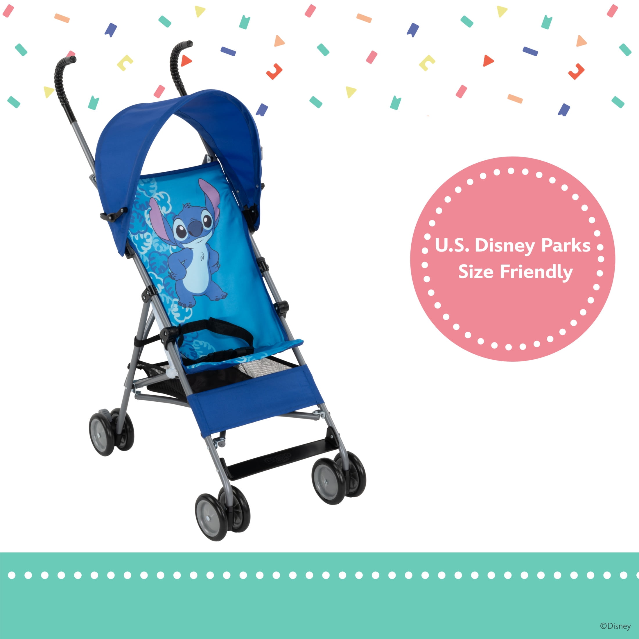 Disney Baby Comfort Height Character Toddler Umbrella Stroller with Basket, Tropical Stitch