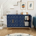 thumbnail image 6 of HLR 48" Modern Wood Credenzas & Sideboards with Gold Trim, Storage Cabinet with 4 Doors, Navy Blue, 6 of 7