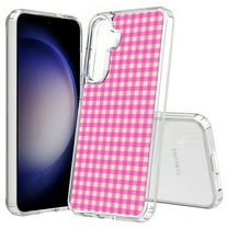 TalkingCase Slim Fit Phone Case Compatible for Samsung Galaxy S25 Plus(Not S25/ S25 Ultra), Pink Gingham Plaid Print, Lightweight,Flexible, USA Print