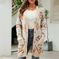 thumbnail image 6 of Homenesgenics Winter Jackets Women $10 Women's Solid Color Cardigan Wool Sweater Pocket Recreational Long Sleeve Tops Beige L, 6 of 7