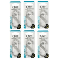 Nite Ize S-Biner Stainless Steel Dual Carabiner - Multi Purpose Dual Carabiner Clip - Great for Camping Supplies & Hiking Essentials - Secure Key Holder - Size 3, Stainless (6 Pack)