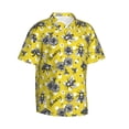 thumbnail image 2 of Uemuo Honeybee Printed Regular Fit Short Sleeve Casual Hawaiian Shirt for Men,Aloha shirt,Tropical shirt,Floral print shirt,Vacation Beach shirt-Medium, 2 of 9