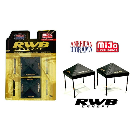"RWB (RAUH-Welt BEGRIFF)" Canopy 2 Piece Set Black Limited Edition for 1/64 Scale Models by American Diorama