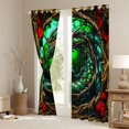 thumbnail image 3 of Feelyou Gothic Green Dragon Blackout Curtains Set of 2 (52x84 Each) Wildlife for Boys, Ink Autumn Leaf Window Curtains, Green Black, 3 of 6