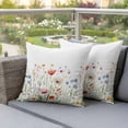 thumbnail image 4 of Watercolor Flower Pillow Covers 2 Pack Spring Multicolor Floral Plant Pillowcase Waterproof Outdoor Throw Pillow Cover for Patio Garden Square Cushion 16”x16”, 4 of 9