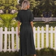 thumbnail image 5 of Drppepioner Robe d'Été pour Femme à Manches Courtes, Robe T-Shirt Décontractée 2024 Fluide de Plage à Col en V, Robes Soleil avec Poches, Mode Femme, Automne, Boutons, Robe à Manches Courtes à Col Rond, Noir, 5 of 5