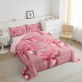 thumbnail image 3 of Castle Fairy Cartoon Bow Letter Monogrammed P Bedding Comforter Set 2pcs for Teenagers Boys Girls,Kawaii Ribbon Bowknot Twin Comforter Sets Microfiber,Cute Bowtie Initial Breathable Bedding Set, 3 of 8