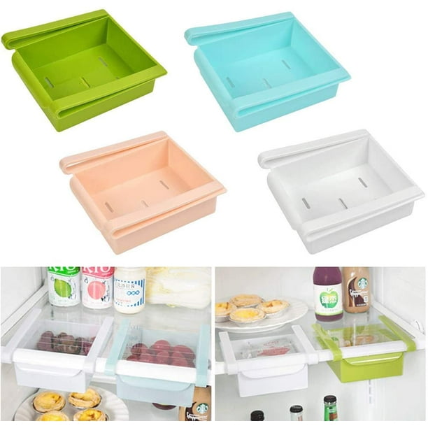 Fridge Drawers Extendable Fridge Partition Layer Adjustable Fridge Basket 4 Pieces Clamp Drawers