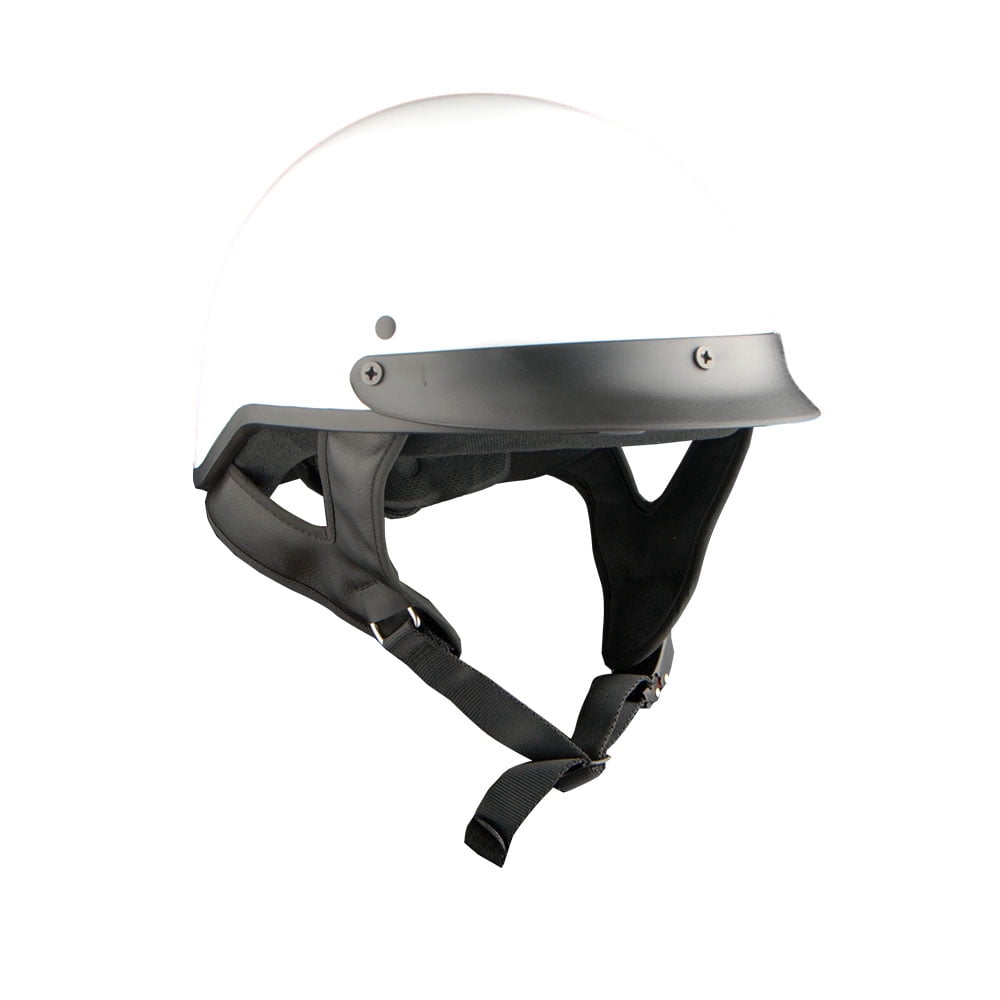1Storm Motorcycle Half Face Helmet HKY205V Mopeds Scooter Pilot with retractable Inner Smoked Visor, Glossy White + T008 Black Tinted Goggle Bundle