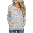thumbnail image 2 of Ediodpoh Women's Winter Fashion Solid Color Long Sleeve Stand Collar Zip Front Casual Pullover Blouse women's sweatshirt Grey M, 2 of 9