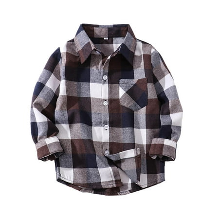 

Holiday Deals VSSSJ Toddler Baby Boys Girls Flannel Plaid Jacket Fall Winter Long Sleeve Button Down Shirt Little Kids Lapel Shacket Coats Outwear Tops with Pockets #05-Coffee 12-18 Months