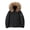 Black, variant on Unisex Solid Color Down Jacket with Zipper Pockets, Faux Lining & Hood - Thickened for Warmth, Windproof Properties Perfect for Skiing & Winter Activities