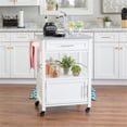 thumbnail image 2 of Linon Mitchell Wood Granite Top Rolling Kitchen Cart Ample Storage in White, 2 of 17