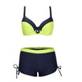 thumbnail image 3 of Women's Fashion Two-piece Bikini Boxers Swimsuit Solid Color Sports Swimsuit, 3 of 7
