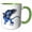 Green/White, variant on 3drose, Griffin Flight Leader Colorful Fantasy Monster Art, 11oz Two-tone Blue Mug