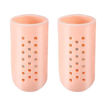 Gel Toe Caps Toe Protectors Breathable Toe Sleeves Material For Blisters Corns Hammer Toes Toenails Loss Friction Pains Pumice Stone Brush (Khaki, M)