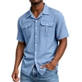 thumbnail image 5 of Cmfcve Mens Short Sleeve Shirts Classic Lapel Collared Button Down Shirts Dressy Casual Summer Tops with Chest Pockets, 5 of 8