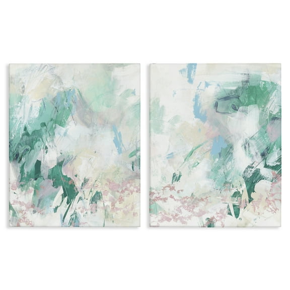 Stupell Industries Abstract Splatter Green Detail Abstract Painting Wrapped Canvas Art Print Wall Art, 16 x 20, Set of 2