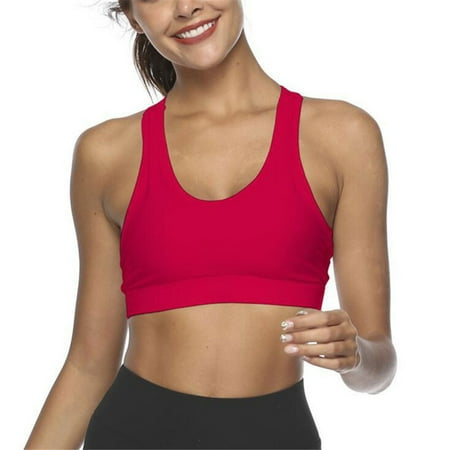 

Rumida Women Sports Yoga Running Bra Crop Top Vest Padded Bras with Pocket padded back with pocket for cell phone Yoga bra sports bra comfortable breathable women sport fitness yoga S Big Red