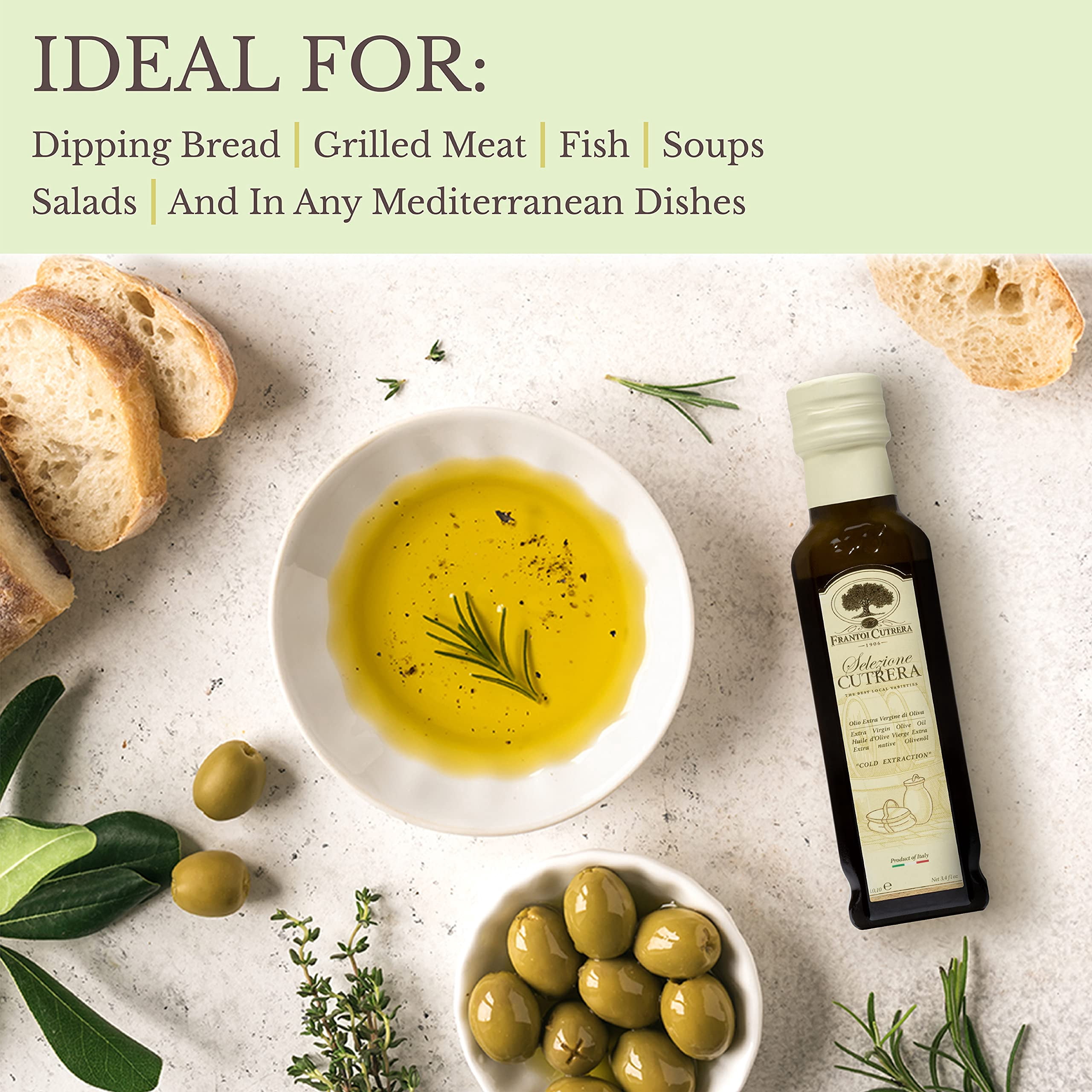 Mercato di Bellina Extra Virgin Olive Oil Cold Pressed - Sicilian Olive Oil High in Polyphenols for Dipping Bread and Cooking - EVOO Imported from Italy