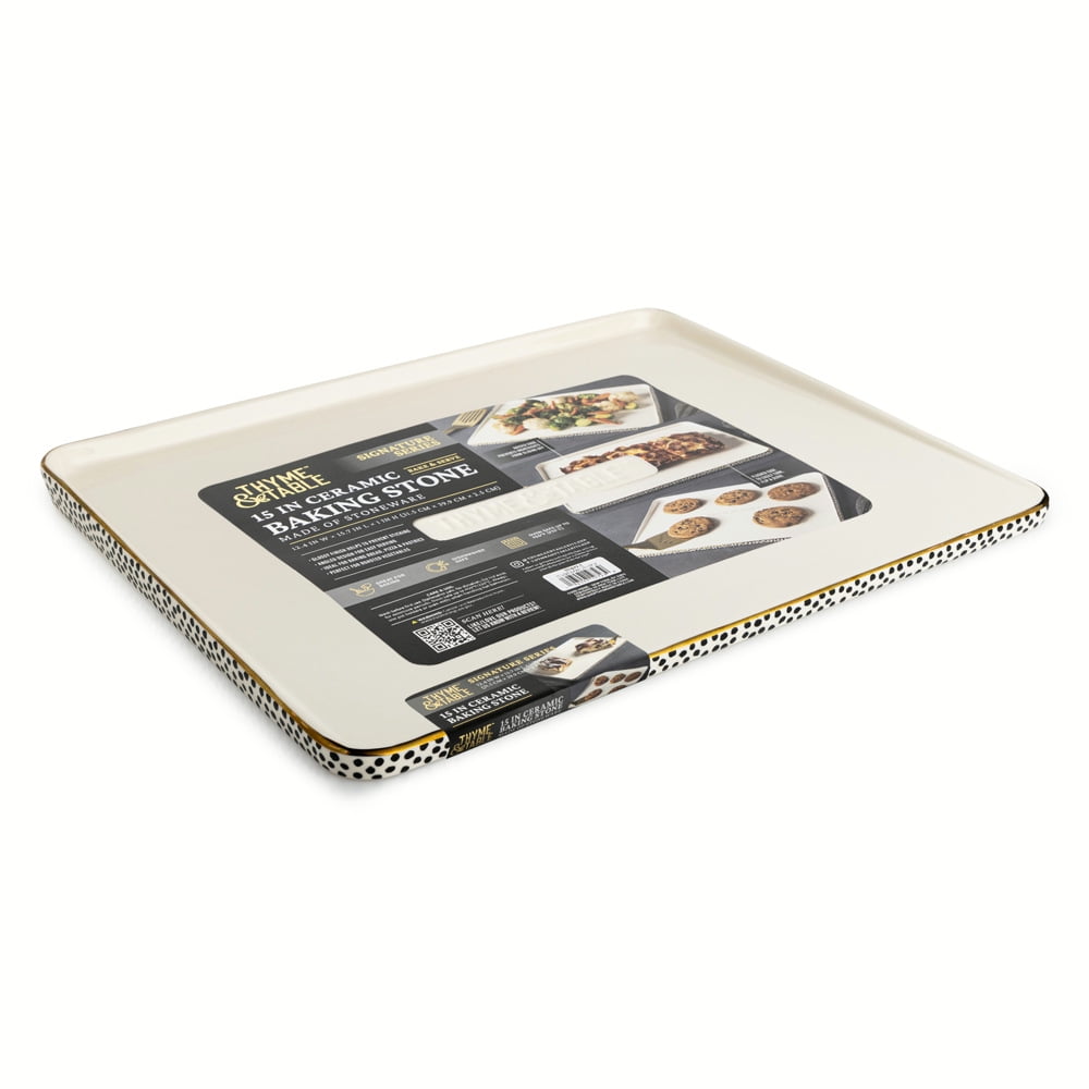Thyme & Table 15"  Square Pizza Stone Ceramic - Dot