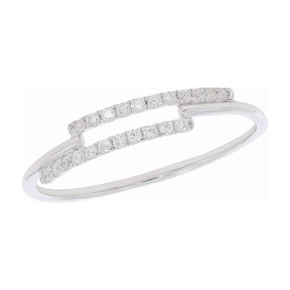 KEEVA JEWELS Clearance 0.13 Carat FG/VS Round Lab Grown Diamond 2 Row Stacking Ring for Women,Made in White Gold Plated Silver Size 10.5