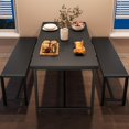 thumbnail image 2 of 3-Piece Rustic Black Dining Table Set for 4, Rectangular Wooden Kitchen Table with 2 Benches, Space-Saving Dinette Furniture for Apartment, Small Space and Home, 2 of 6