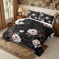 thumbnail image 3 of Manfei Gothic Bat Flower Quilt Full 3-Piece,Vintage Aesthetics Full Bedspread Sets,1 Coverlet and 2 Pillowcases, 3 of 7