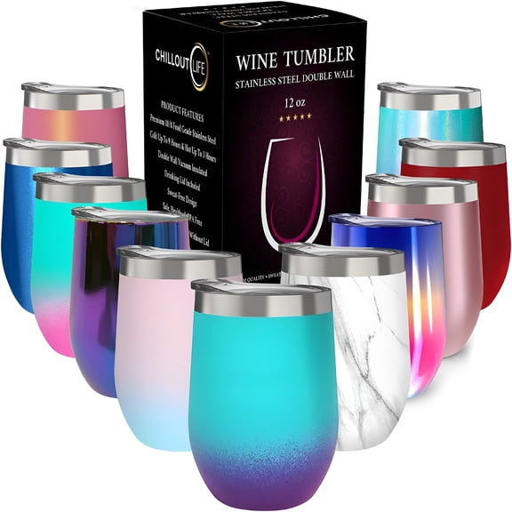 ACDANC 2026 New 12 Oz Stainless Steel Wine Tumbler with Lid - Double Wall Vacuum Insulated Wine Cup Glass Keeping Cold & Hot for Coffee,Champagne,Cocktails,Ice Cream