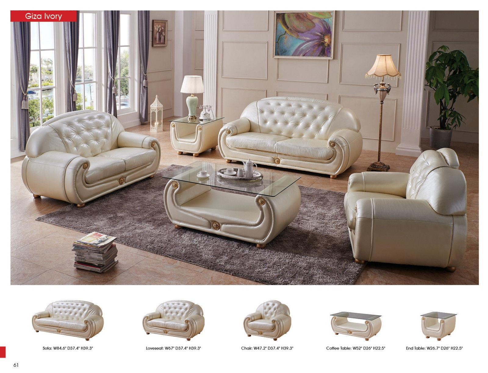 Contemporary Luxury Beige Leather Living Room Sofa Set