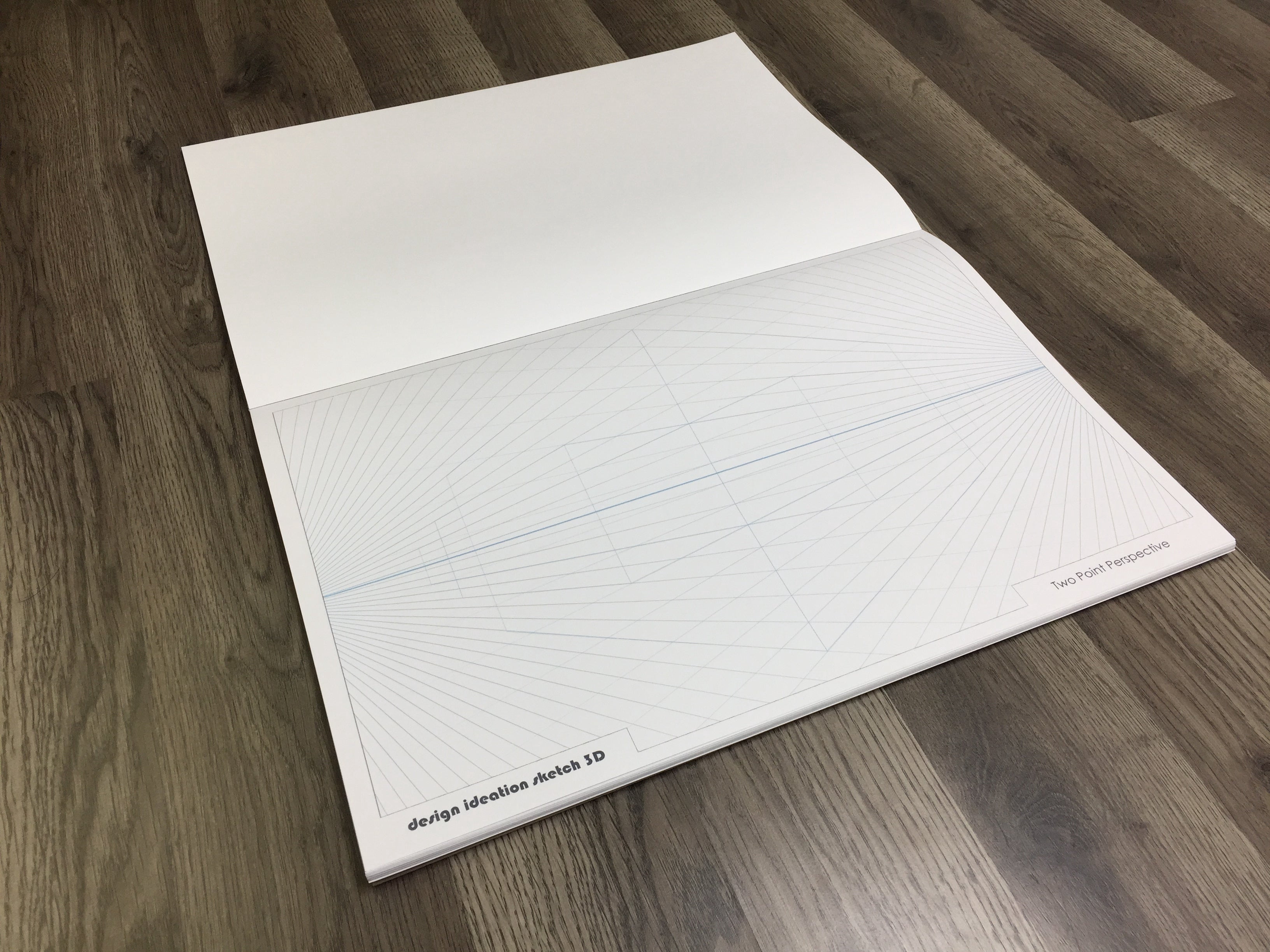 Perspective Grid Pad. Removable Sheets. Mixed Media Paper. Reinforced Lay Flat Binding. 2 Point. Blue. (11" x 17") PAD-2550-TS-H (2 Pads)