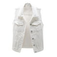 thumbnail image 2 of AOOCHASLIY Winter Coat Clearance Women Spring And Fall Fashion Coats Solid Sleeveless Denim Jacket Outerwear, 2 of 4
