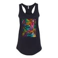 thumbnail image 3 of Colorful Cat Portrait | Cat Lover Owner | Dean Russo Art Animal Lover Ladies Racerback Sleeveless Top, Black, XL, 3 of 5